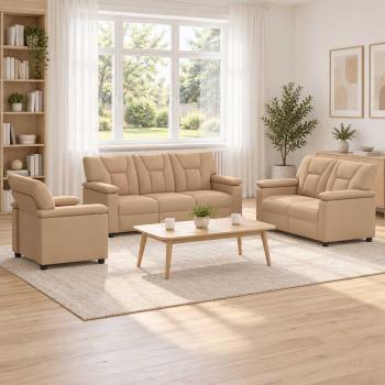 ARDEBO.de - Sofa-Set 3 pcs Cappuccino Kunstleder
