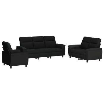 Sofa-Set 3 pcs Schwarz Stoff