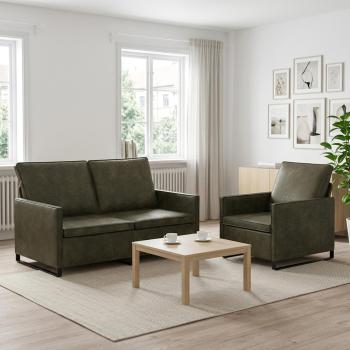 ARDEBO.de - Sofa-Set 2 pcs Olivegrün Kunstwildleder