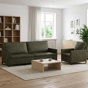 ARDEBO.de - Sofa-Set 2 pcs Olivegrün Kunstwildleder