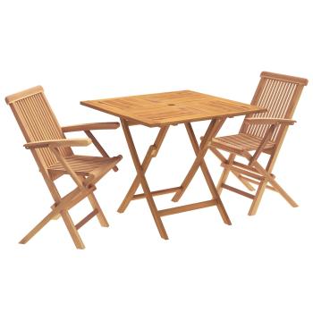 3-teiliges klappbares Garten Bistro Set 3 stk. Natur