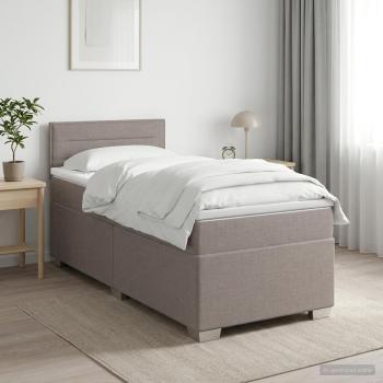 ARDEBO.de - Boxspringbett mit Matratze mit Kopfteil Taupe 90 x 200 cm Stoff