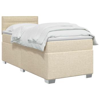 Boxspringbett mit Matratze mit Kopfteil Creme 90 x 200 cm Stoff
