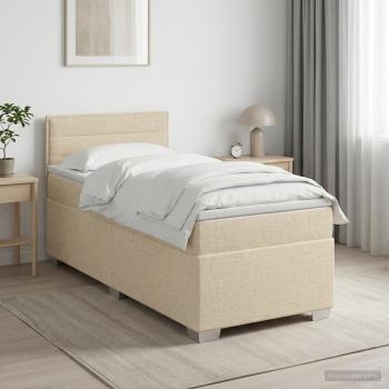 ARDEBO.de - Boxspringbett mit Matratze Creme 100 x 200 cm Stoff