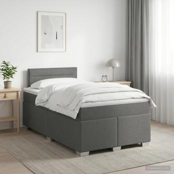 ARDEBO.de - Boxspringbett mit Matratze Dunkelgrau 120 x 190 cm Stoff
