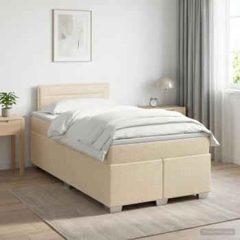 ARDEBO.de - Boxspringbett mit Matratze Creme 120 x 190 cm Stoff