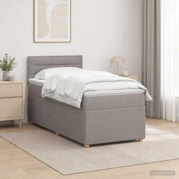 ARDEBO.de - Boxspringbett mit Matratze mit Kopfteil Taupe 90 x 190 cm Stoff