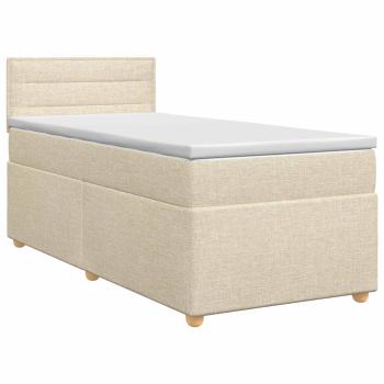 Boxspringbett mit Matratze mit Kopfteil Creme 90 x 200 cm Stoff