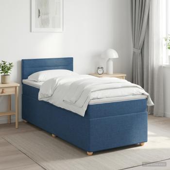 ARDEBO.de - Boxspringbett mit Matratze mit Kopfteil Blau 100 x 200 cm Stoff