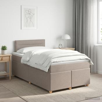 ARDEBO.de - Boxspringbett mit Matratze Taupe 120 x 190 cm Stoff