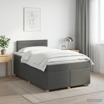 ARDEBO.de - Boxspringbett mit Matratze Dunkelgrau 120 x 200 cm Stoff