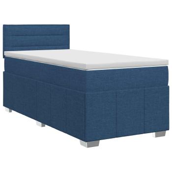 Boxspringbett mit Matratze mit Kopfteil Blau 90 x 200 cm Stoff