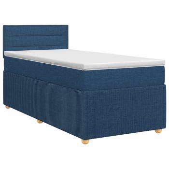 Boxspringbett mit Matratze mit Kopfteil Blau 90 x 190 cm Stoff