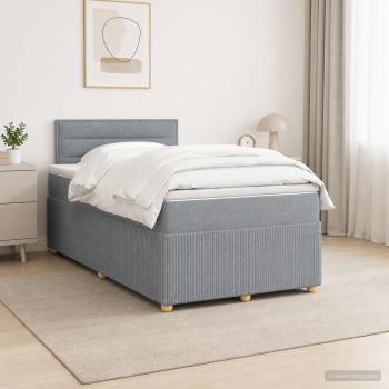 ARDEBO.de - Boxspringbett mit Matratze Hellgrau 120 x 200 cm Stoff