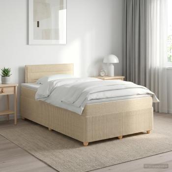 ARDEBO.de - Boxspringbett mit Matratze Creme 120 x 200 cm Stoff