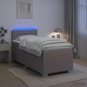 ARDEBO.de - Boxspringbett mit Matratze und LED Taupe 90 x 190 cm Stoff