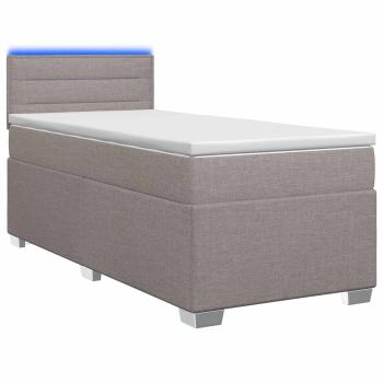 Boxspringbett mit Matratze und LED Taupe 90 x 200 cm Stoff
