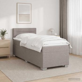 Boxspringbett mit Matratze und LED Taupe 90 x 200 cm Stoff