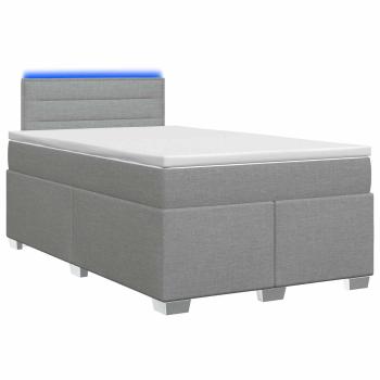 Boxspringbett mit Matratze und LED Hellgrau 120 x 200 cm Stoff