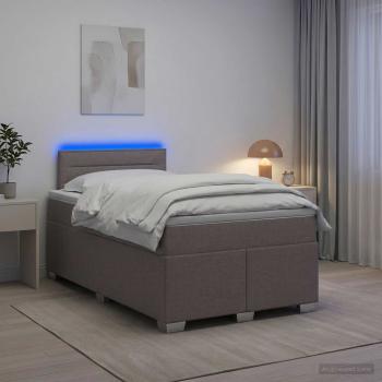 Boxspringbett mit Matratze und LED Taupe 120 x 200 cm Stoff