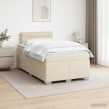 Boxspringbett mit Matratze und LED Creme 120 x 200 cm Stoff