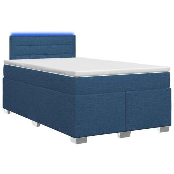 Boxspringbett mit Matratze und LED Blau 120 x 200 cm Stoff