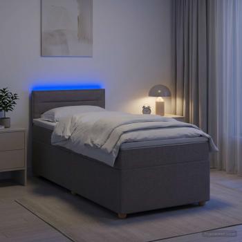 ARDEBO.de - Boxspringbett mit Matratze mit Kopfteil Taupe 90 x 190 cm Stoff