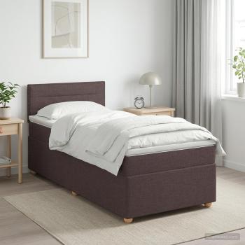 Boxspringbett mit Matratze Dunkelbraun 90 x 200 cm Stoff