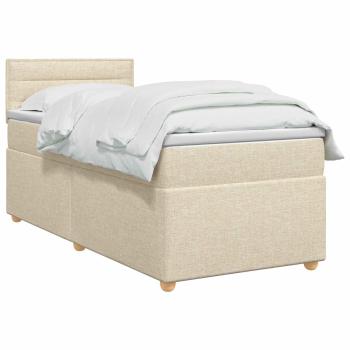 Boxspringbett mit Matratze mit Kopfteil Creme 90 x 200 cm Stoff