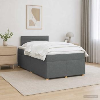 ARDEBO.de - Boxspringbett mit Matratze Dunkelgrau 120 x 190 cm Stoff