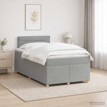 ARDEBO.de - Boxspringbett mit Matratze Hellgrau 120 x 200 cm Stoff