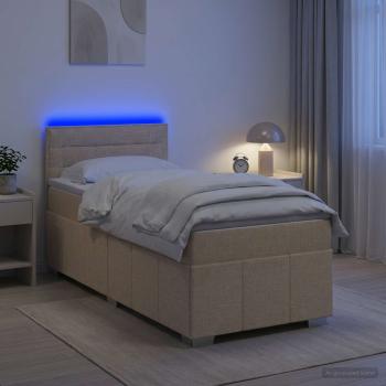 Boxspringbett mit Matratze mit Kopfteil Creme 90 x 200 cm Stoff