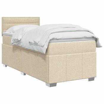 Boxspringbett mit Matratze Creme 100 x 200 cm Stoff