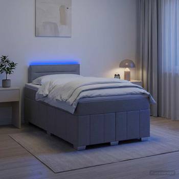 ARDEBO.de - Boxspringbett mit Matratze Hellgrau 120 x 190 cm Stoff