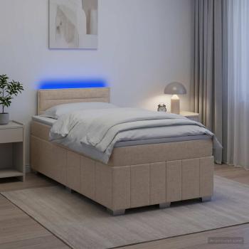 ARDEBO.de - Boxspringbett mit Matratze Creme 120 x 190 cm Stoff
