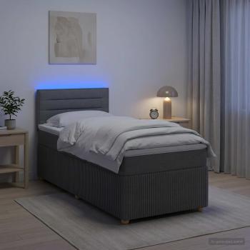 ARDEBO.de - Boxspringbett mit Matratze Dunkelgrau 90 x 190 cm Stoff