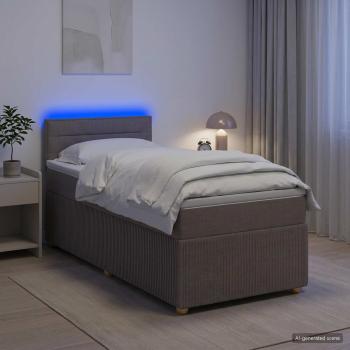 ARDEBO.de - Boxspringbett mit Matratze mit Kopfteil Taupe 90 x 200 cm Stoff