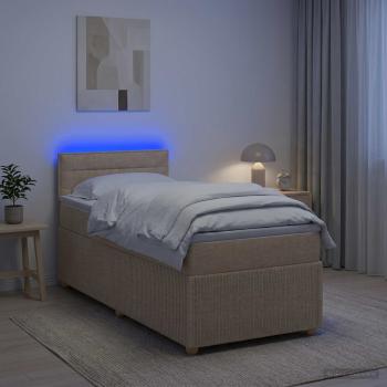 ARDEBO.de - Boxspringbett mit Matratze mit Kopfteil Creme 90 x 200 cm Stoff