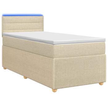 Boxspringbett mit Matratze mit Kopfteil Creme 90 x 200 cm Stoff