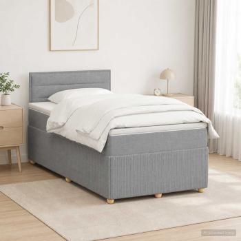 ARDEBO.de - Boxspringbett mit Matratze Hellgrau 120 x 190 cm Stoff