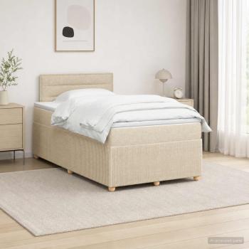 Boxspringbett mit Matratze Creme 120 x 190 cm Stoff