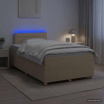 ARDEBO.de - Boxspringbett mit Matratze Creme 120 x 200 cm Stoff