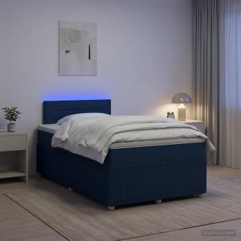 ARDEBO.de - Boxspringbett mit Matratze mit Kopfteil Blau 120 x 200 cm Stoff