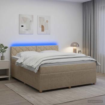 Boxspringbett mit Matratze Creme 140 x 190 cm Stoff