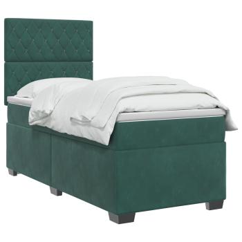 Boxspringbett mit Matratze Dunkelgrün 80 x 200 cm Samt