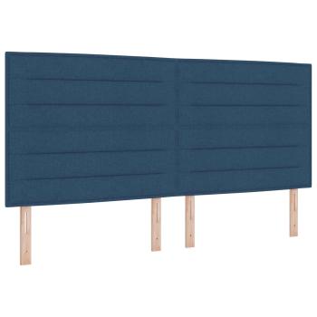 LED Boxspringbett mit Matratze Blau 200 x 200 cm Stoff