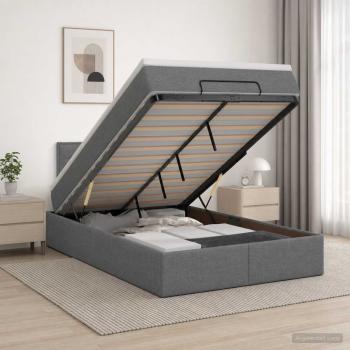 ARDEBO.de - Ottoman Bett mit Matratze Dunkelgrau 120 x 190 cm Stoff