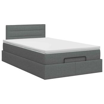 Ottoman Bett mit Matratze Dunkelgrau 120 x 190 cm Stoff