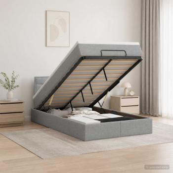 ARDEBO.de - Ottoman Bett mit Matratze Hellgrau 120 x 200 cm Stoff