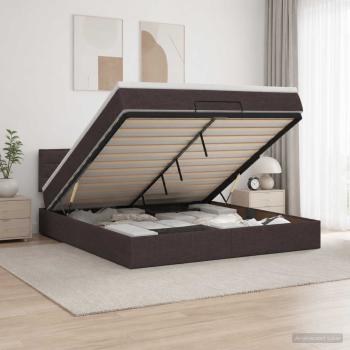 ARDEBO.de - Ottoman Bett mit Matratze Dunkelbraun 140 x 200 cm Stoff